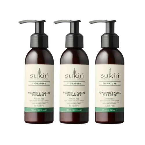 3 x Sukin Signature Daily Foaming Facial Cleanser 125mL