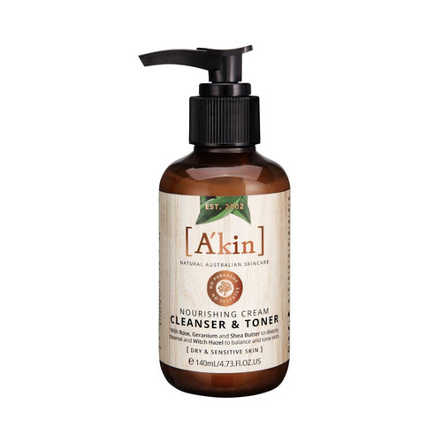 A'kin Nourishing Cream Cleanser & Toner 140mL - Dry & Sensitive Skin 