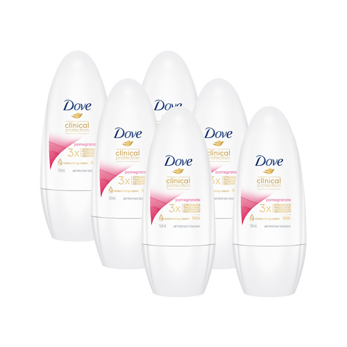 6 x Dove Clinical Protection Antiperspirant Deodorant Roll On Pomegranate 50mL