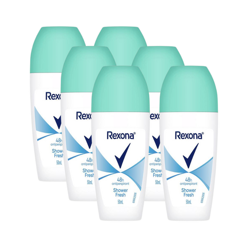 6 x Rexona Deodorant Roll On Shower Fresh 50mL