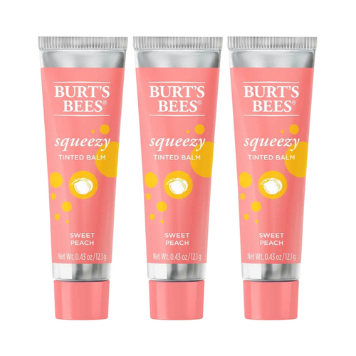 3 x Burt's Bees Squeezy Tinted Lip Balm 12.1g - Sweet Peach