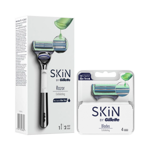 Skin By Gillette Exfoliating Razor + 6 Blades with Aloe Vera