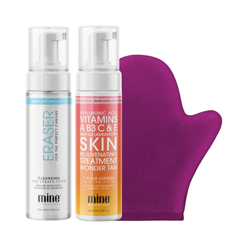 MineTan Wonder Tan Self Tan Foam, Applicator Mitt & Tan Eraser Set
