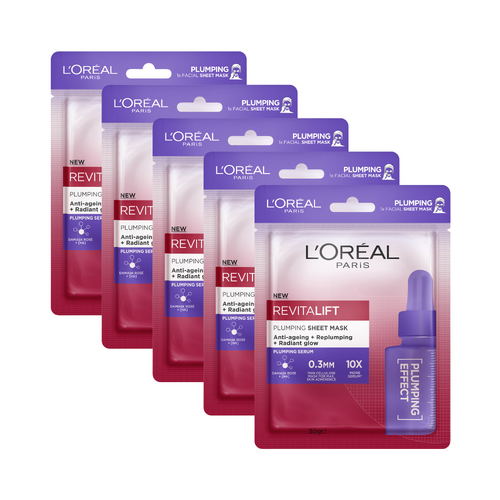 5 x L'Oreal Paris Revitalift Plumping Sheet Face Mask 30g