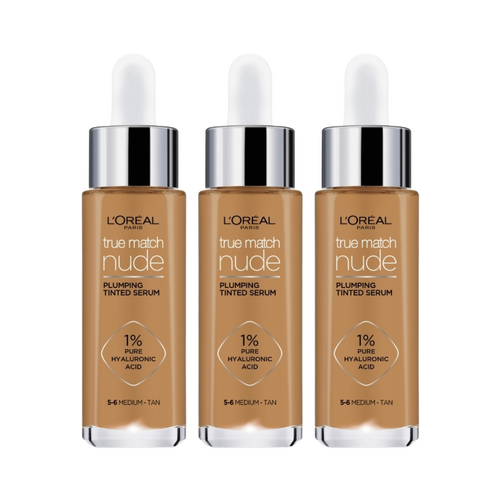3 x L'Oreal Paris True Match Nude Plumping Tinted Serum 30mL - 5-6 Medium Tan
