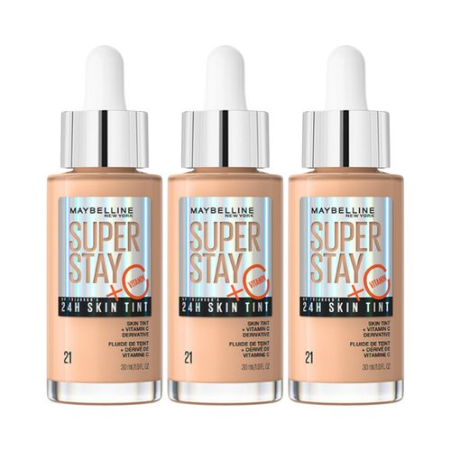 3 x Maybelline SuperStay 24 HR Skin Tint with Vitamin C 30mL - 21