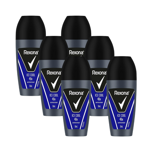 6 x Rexona Men Roll On Deodorant Ice Cool 50mL
