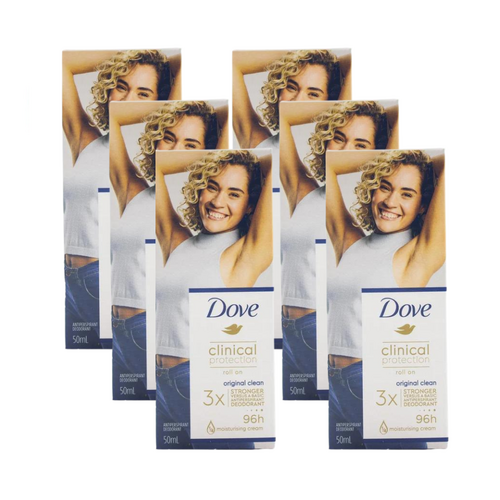 6 x Dove Clinical Protection Roll On Deodorant Original Clean 50mL
