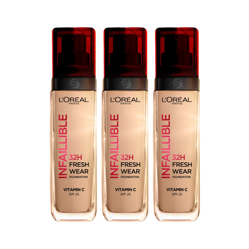 3 x L'Oreal Paris Infaillible 32H Fresh Wear Liquid Foundation 30mL - 145