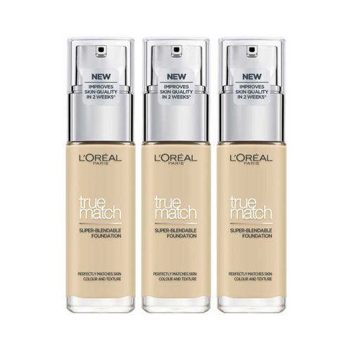 3 x L'Oreal Paris True Match Super Blendable Liquid Foundation 30mL - 1.D/1.W Golden Ivory