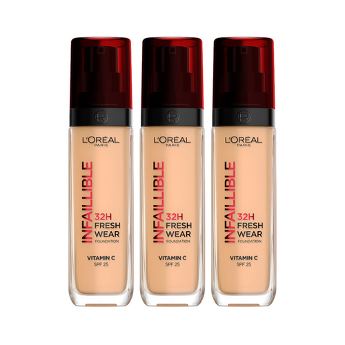 3 x L'Oreal Paris Infaillible 32H Fresh Wear Liquid Foundation 30mL - 140