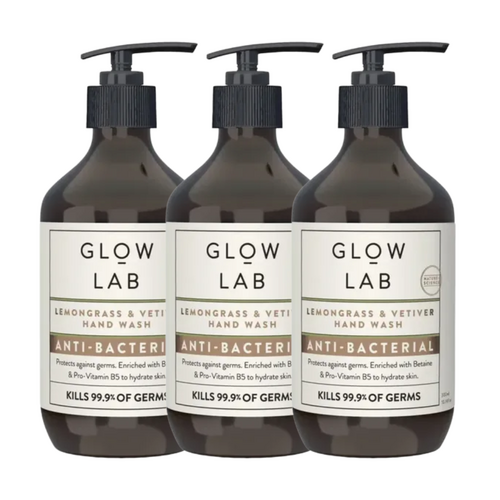 3 x Glow Lab Anti-Bacterial Handwash Lemongrass & Vetiver 300mL