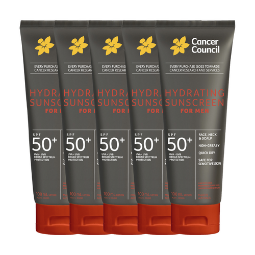 5 x Cancer Council Hydrating Sunscreen For Men SPF50+ 100mL