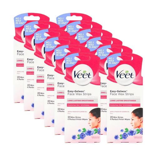 12 x Veet Easy-Gel Face Wax Strips 20 Pack