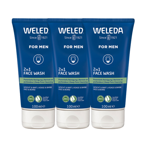 3 x Weleda Men 2 in 1 Face Wash 100mL