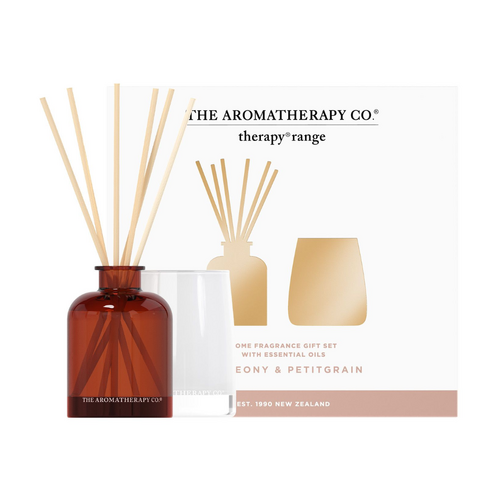 The Aromatherapy Co. Therapy Mini Candle & Diffuser Gift Set - Peony & Petitgrain