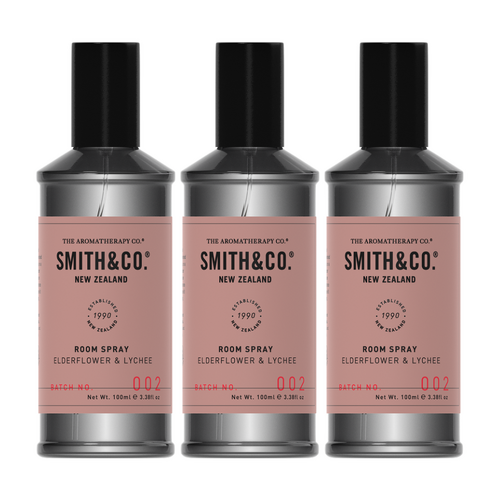 3 x The Aromatherapy Co. Smith And Co. Room Spray 100mL - Elderflower & Lychee
